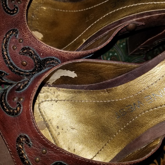 Nine West Embellished Brown Heeled Sandals - Picture 7 of 8